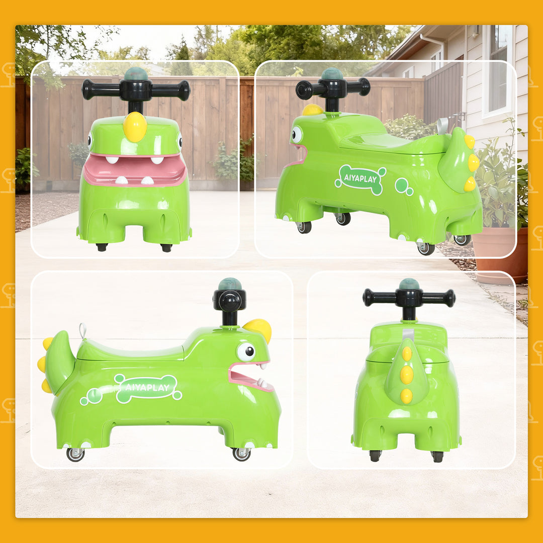 Kids Ride On Car, Dinosaur Foot to Floor Slider with Storage, Toddler Walker with Light, Sounds