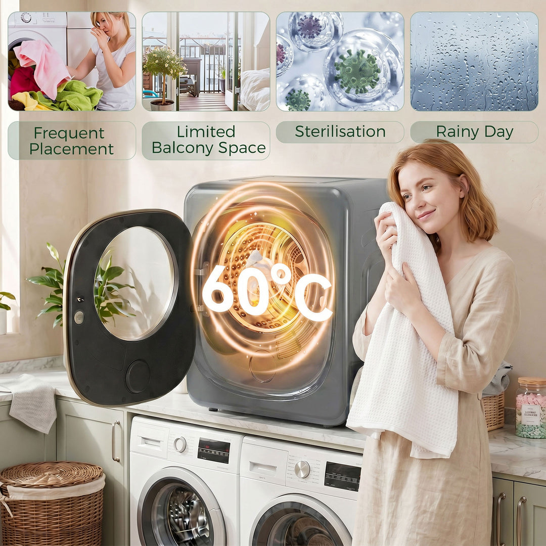 4kg Vented Tumble Dryer with 5 Drying Mode, 800W Compact Freestanding 