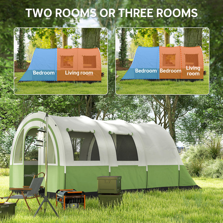 3000mm Waterproof Camping Tent, 5-6 Man Family Tent with Living and Bedroom, Carry Bag Included, Cream and Green