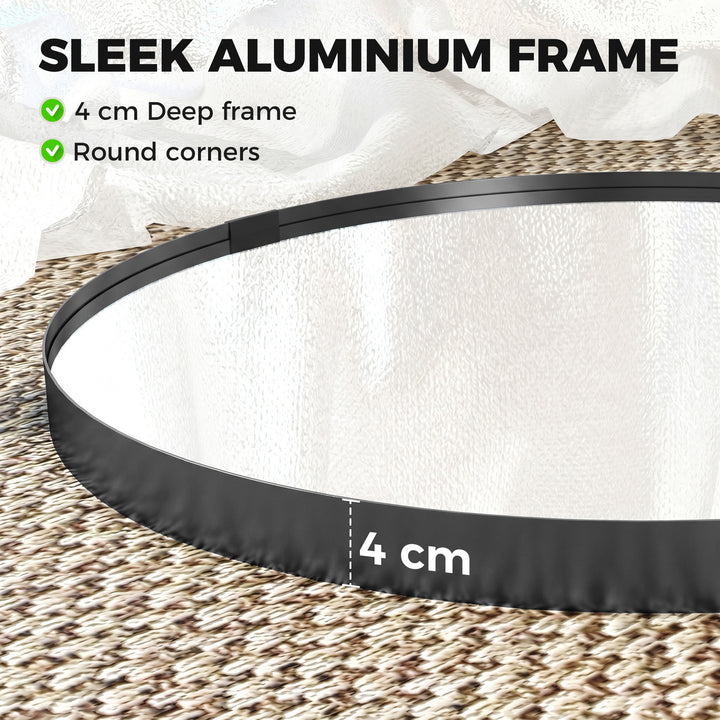 Round Wall Mirror 61 cm, Wall Mounted Bathroom Mirror with Tempered Sa