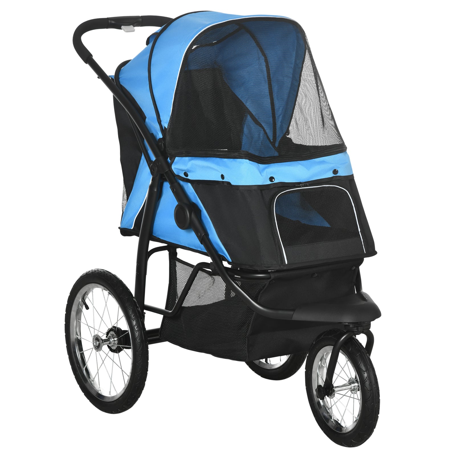 Foldable Pet stroller, Dog Buggy with Three Wheels, for Small/Medium Dogs, Blue