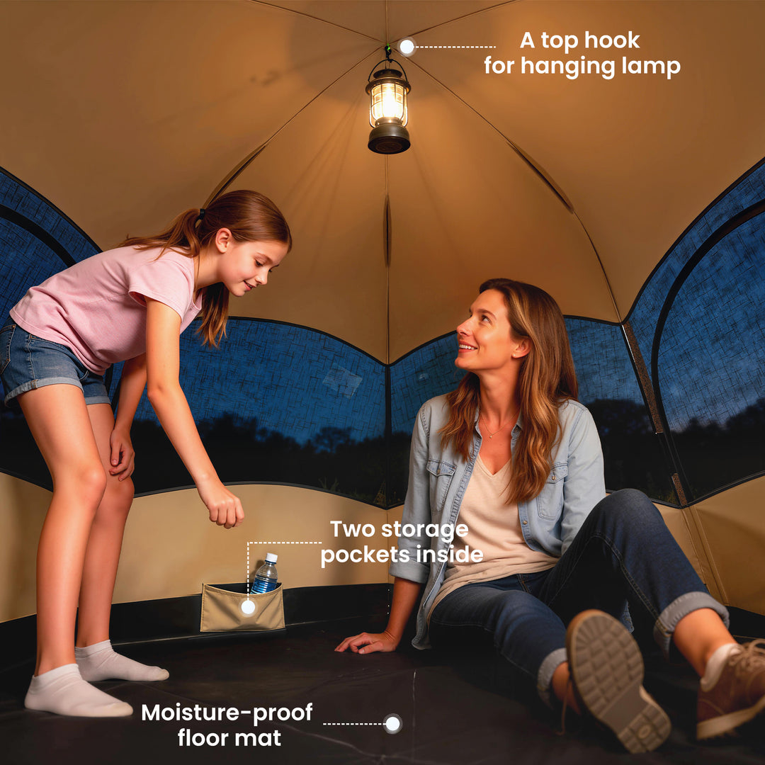 Double Layer Instant Pop Up Tent with Rainfly, Portable Camping Shelte