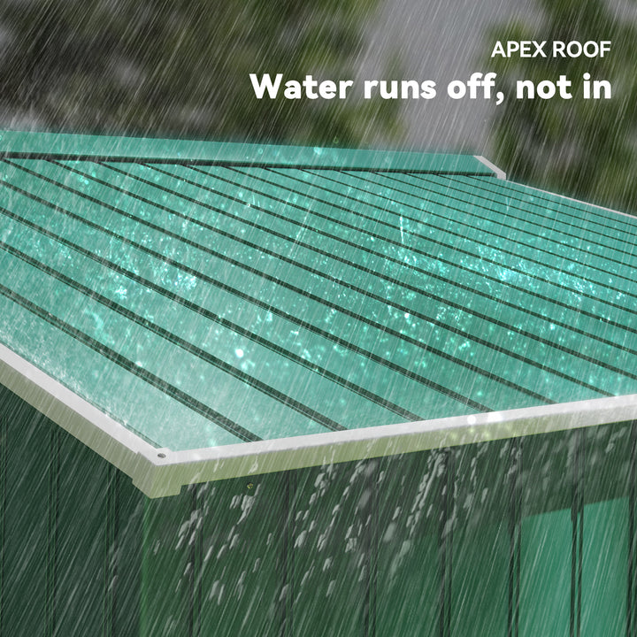 MCL 9 x 6ft Metal Garden Shed, Outdoor Storage Tool House with Ventilation Slots, Foundation Kit and Lockable Double Doors, Green