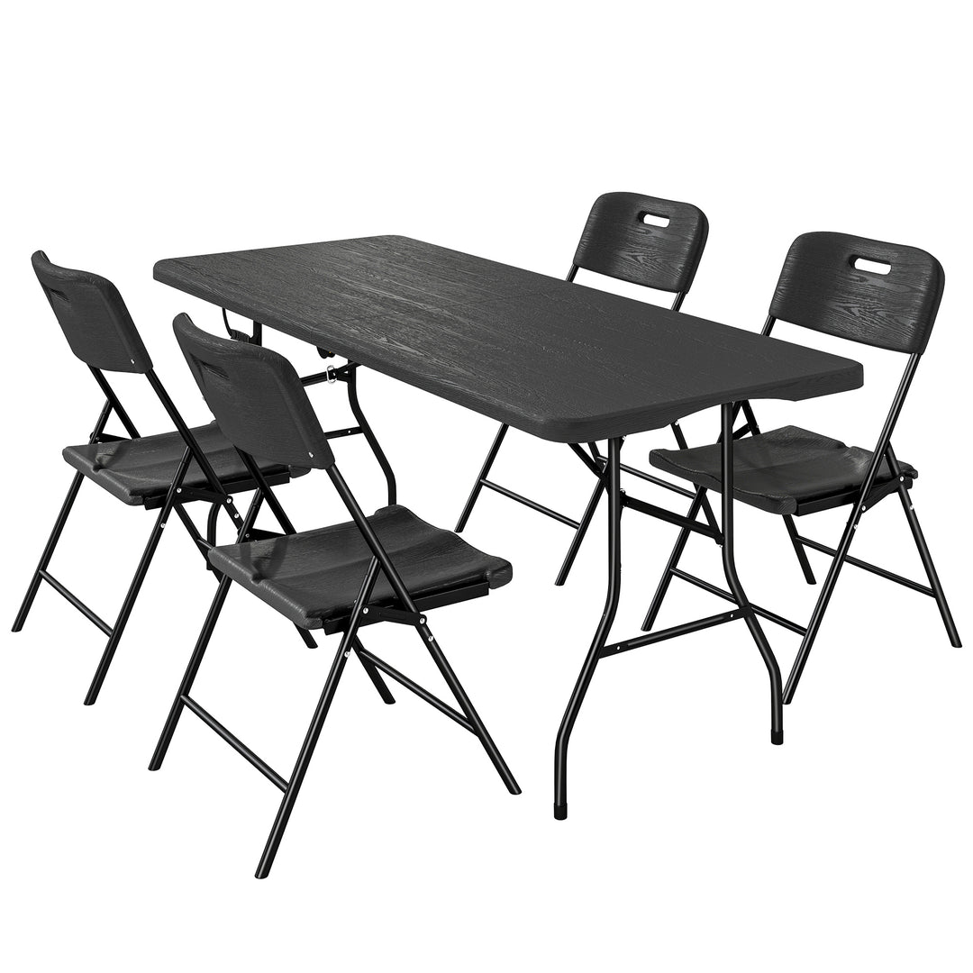5 Piece 6ft Foldable Table and Chairs, Portable Picnic Table Set with 