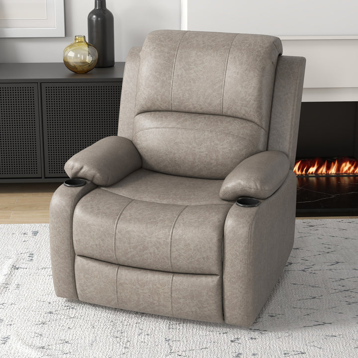 HOMCOM Microfibre Recliner Armchair, with Adjustable Leg Rest, Cup Holder, for Home Living Room, Brown