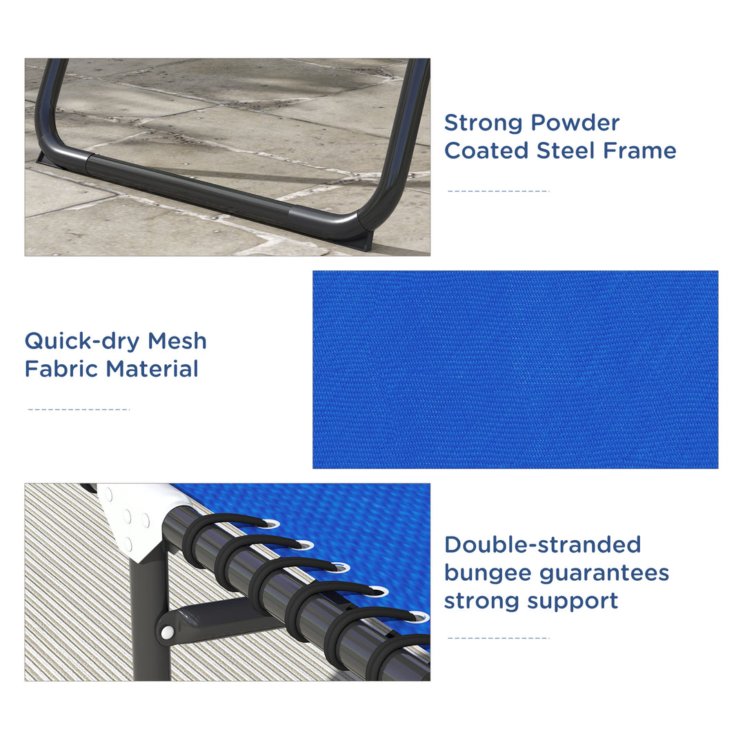Set of Two Folding Sun Loungers, with Four-Position Backs - Blue