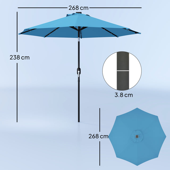 2.7m LED Light Parasol Umbrella - Blue