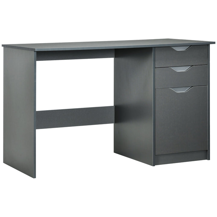 MCL Computer Desk with Drawers, High Gloss Home Office Desk with Storage Cabinet, Study Workstation, 120 x 60cm, Grey