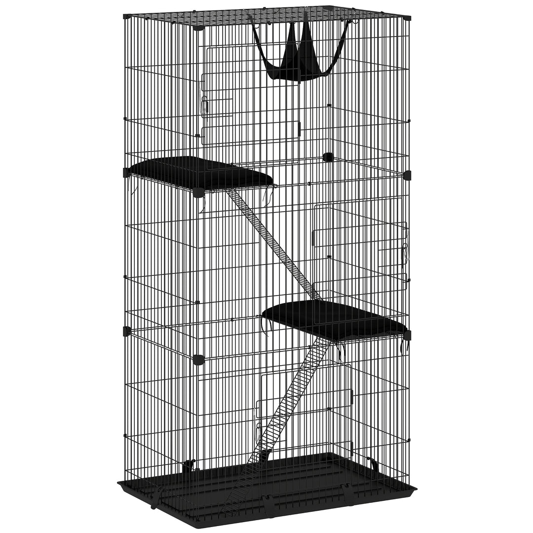 3-Tier Large Cat Cage Indoor, Detachable Metal Wire Kennel with Hammoc