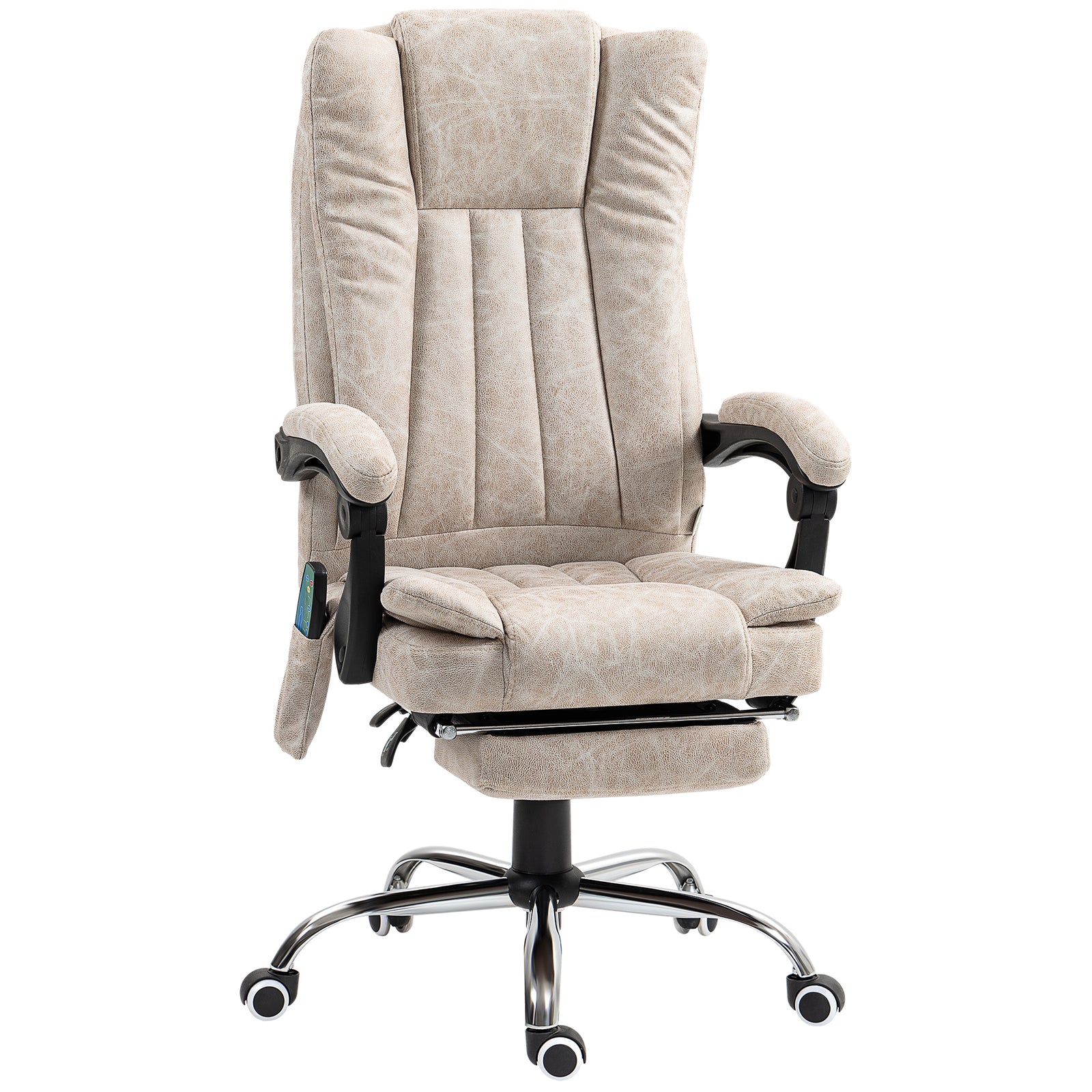 Vibrating Massage Office Chair with Heat, Desk Chair with Height Adjustable and Footrest, Cream White