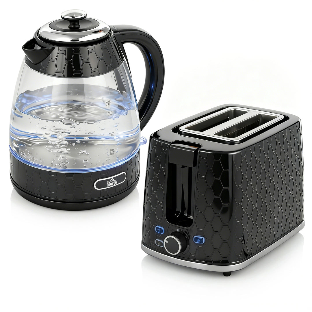 Kettle and Toaster Set, 1.7L 3000W Rapid Kettle with Limescale Filter, 2 Slice Toaster with 7 Browning Controls