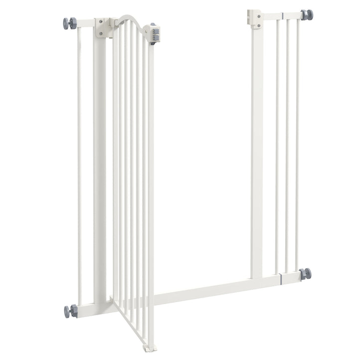 PawHut Adjustable Pet Portal: Metal Safety Gate with Folding Design, 74-87cm Width, Pristine White | Aosom UK