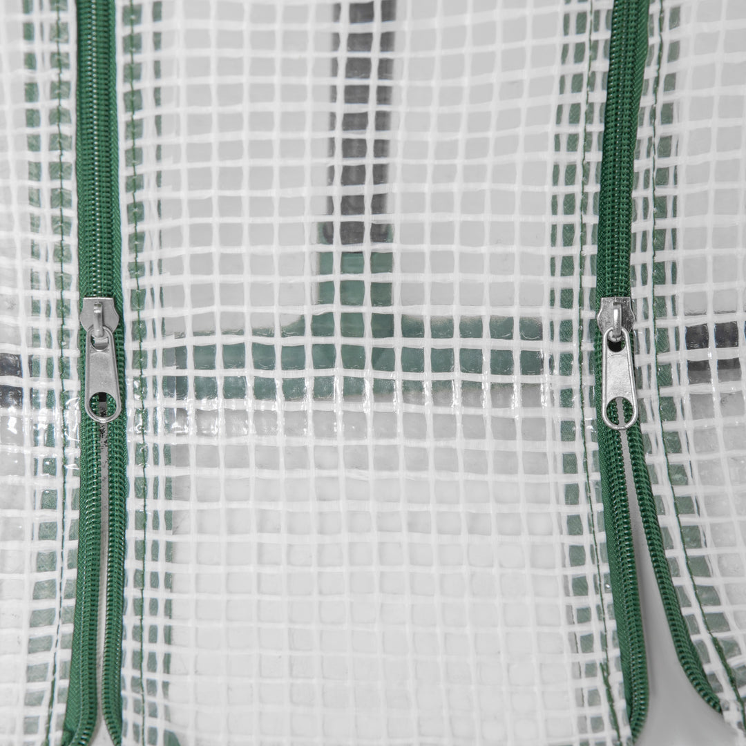 MCL Mini Small Greenhouse with Steel Frame & PE Cover & Zipped Window Poly tunnel Steeple for Plants Vegetables, 180 x 90 x 90 cm, White