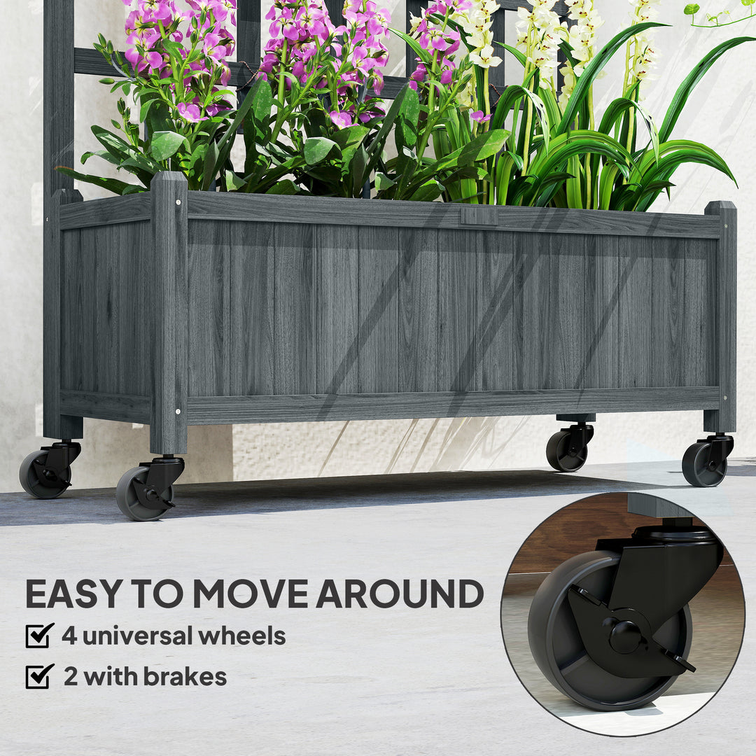 Wooden Trellis Planter, Raised Garden Bed with Wheels, to Climb and Gr
