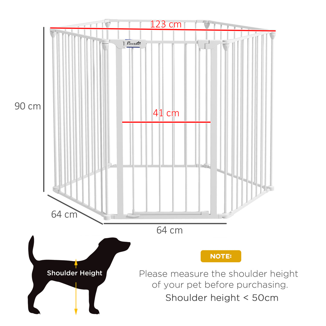 PawHut Foldable Metal Dog Playpen, Rabbit Run Pet Crate Fence with Door, Indoor and Outdoor Use, 90H x 123L x 102W cm, White | Aosom UK