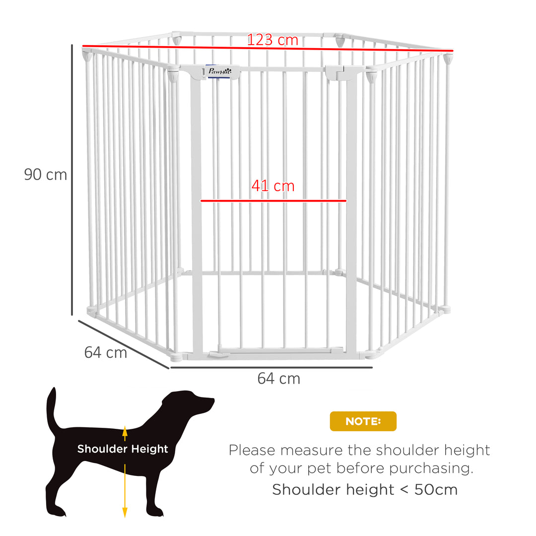 PawHut Foldable Metal Dog Playpen, Rabbit Run Pet Crate Fence with Door, Indoor and Outdoor Use, 90H x 123L x 102W cm, White