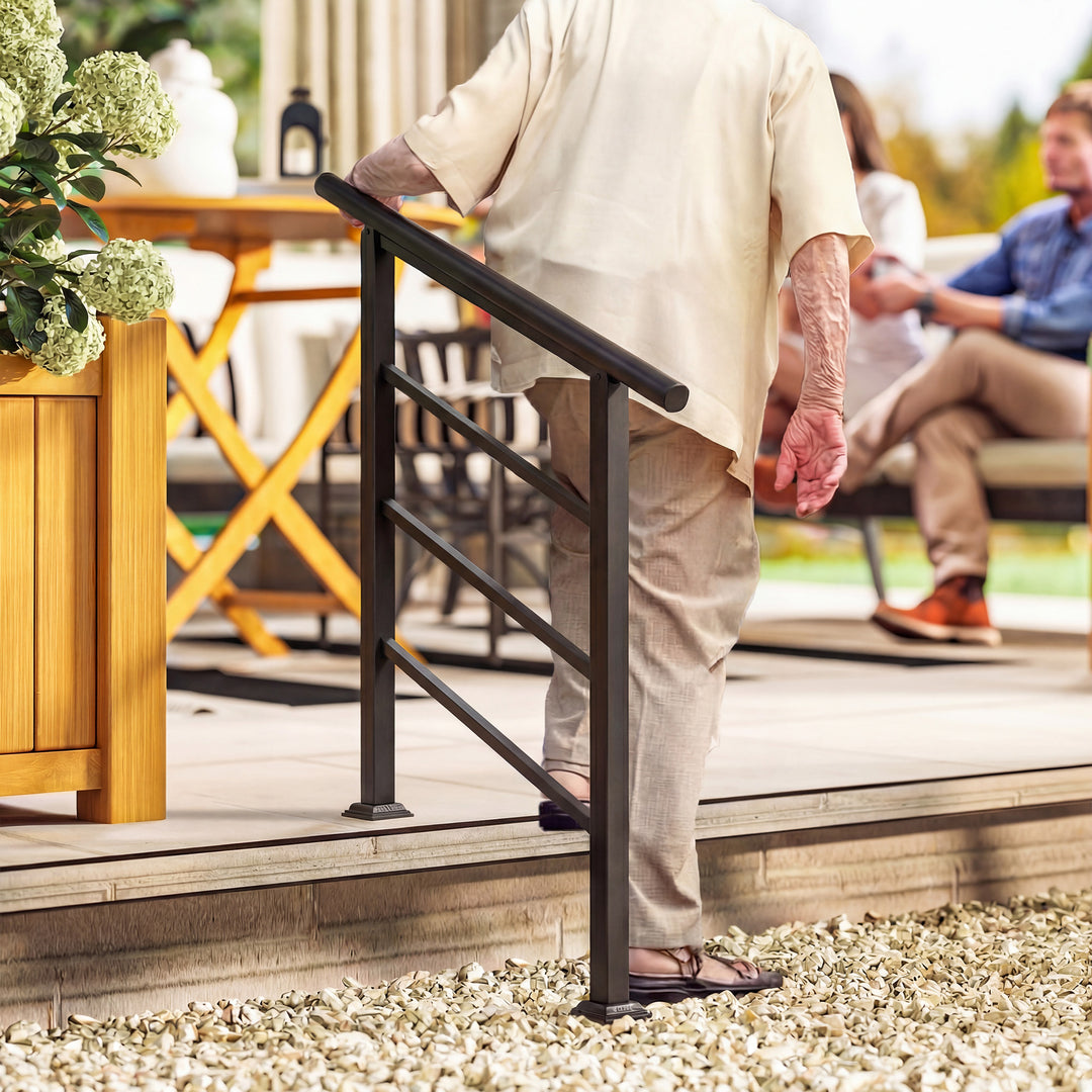 Outdoor Handrail for Stairs, 0°-45° Adjustable Wrought Iron Exterior H
