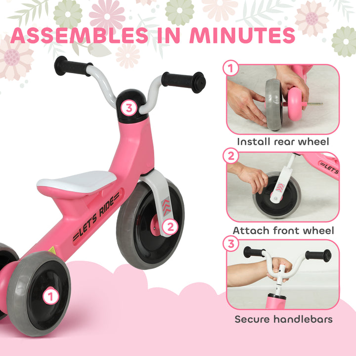 AIYAPLAY Toddler Balance Bike with No Pedal, 3 Silence Wheels for 12-36 Months Boys and Girls, Indoor Outdoor, Pink