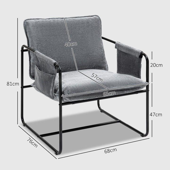 Minimal Padded Accent Chair, with Pockets - Grey