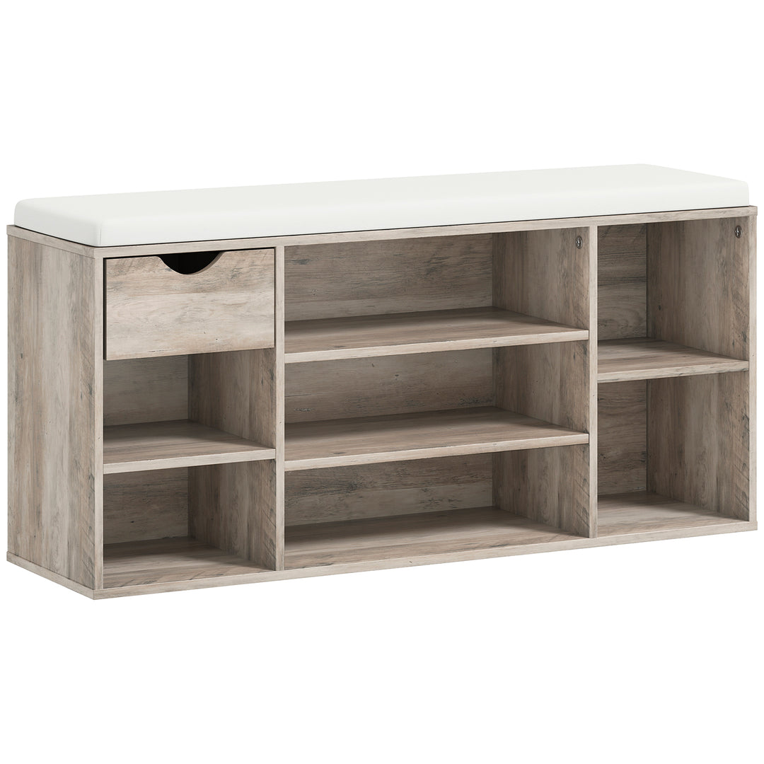Shoe Storage Bench with Cushion - Grey