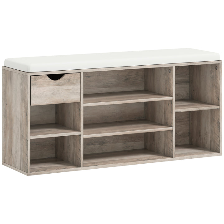 Shoe Storage Bench with Cushion - Grey