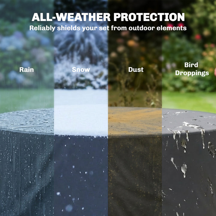 Round Garden Furniture Cover, Waterproof Garden Table Cover, 420D Heav