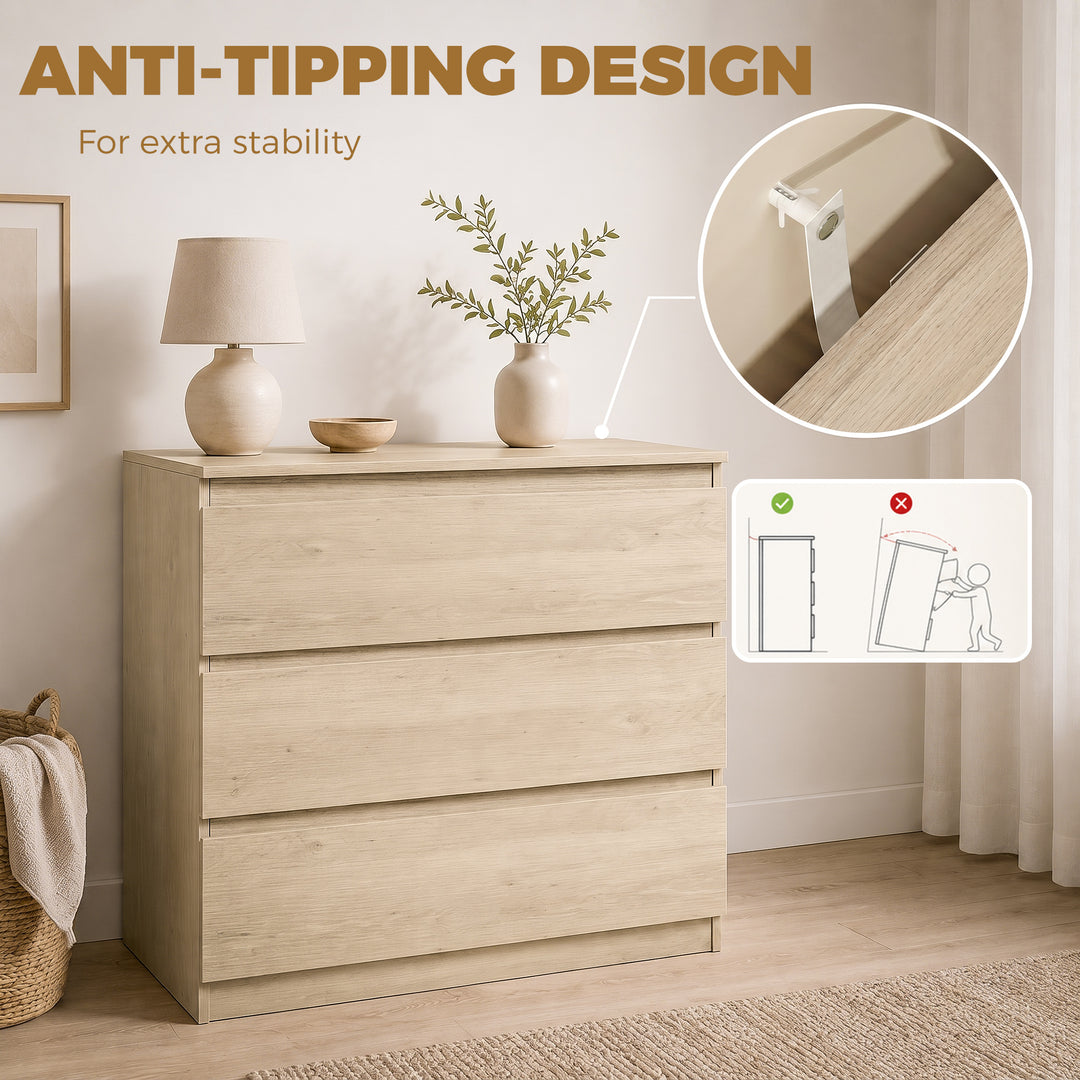 3-Drawer Storage Organiser Unit, Chest of Drawers for Bedroom, Living 