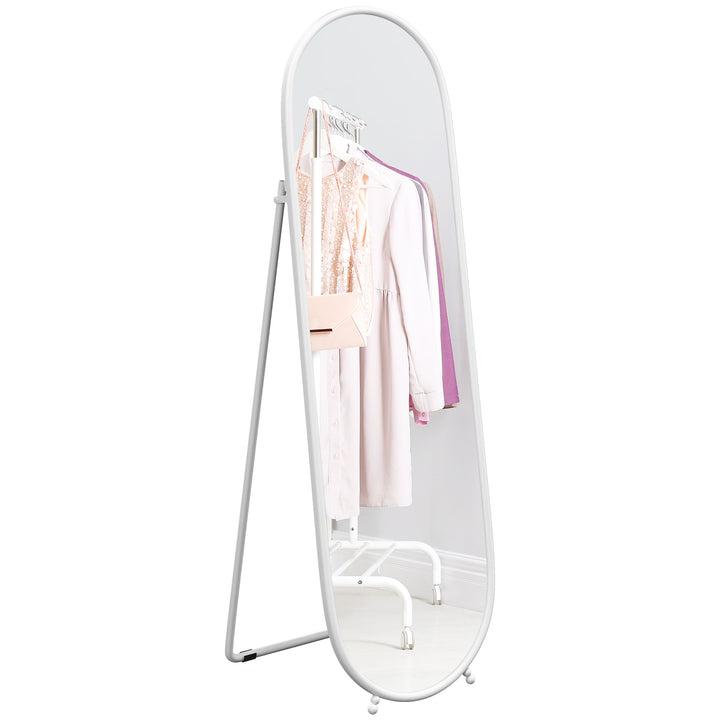 HOMCOM 40 x 160cm Full Length Mirror, Floor Standing, Wall-Mounted or Leaning Against Wall Oval Full Body Mirror w/ Support Frame | Aosom UK