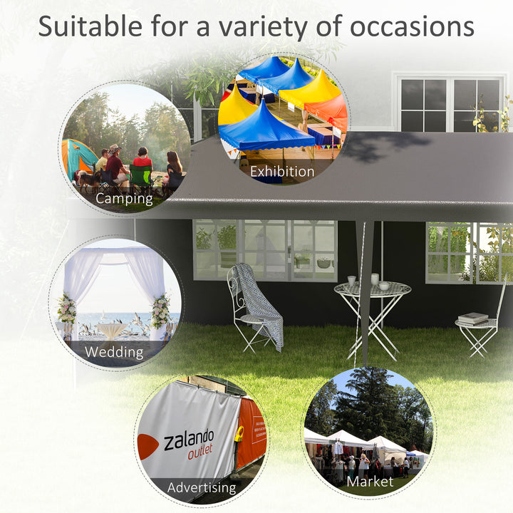 2.95 x 5.83 m Semi-Open Gazebo - Dark Grey