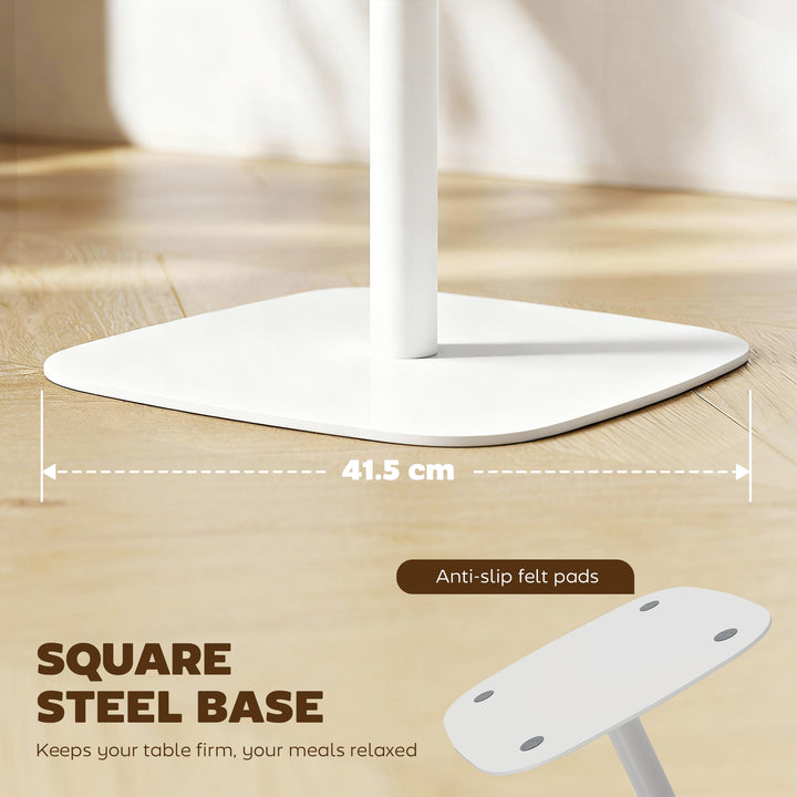 Small Dining Table, 60 cm Square Kitchen Table with Wood-veneer Top and Steel Base