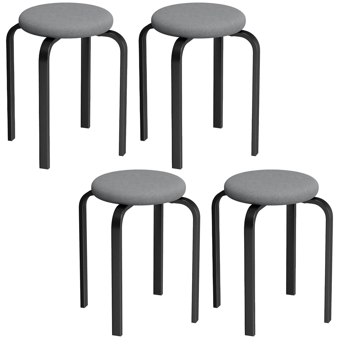Stackable Stools Modern Cushioned Round Backless Stools Set of 4 Kitch