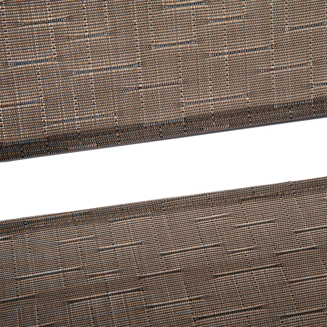 MCL 3 Piece Outdoor Bistro Set, Patio Conversation Furniture Set with 2 Folding Backrest Adjustable Armchairs and Glass Top Coffee Table, Brown