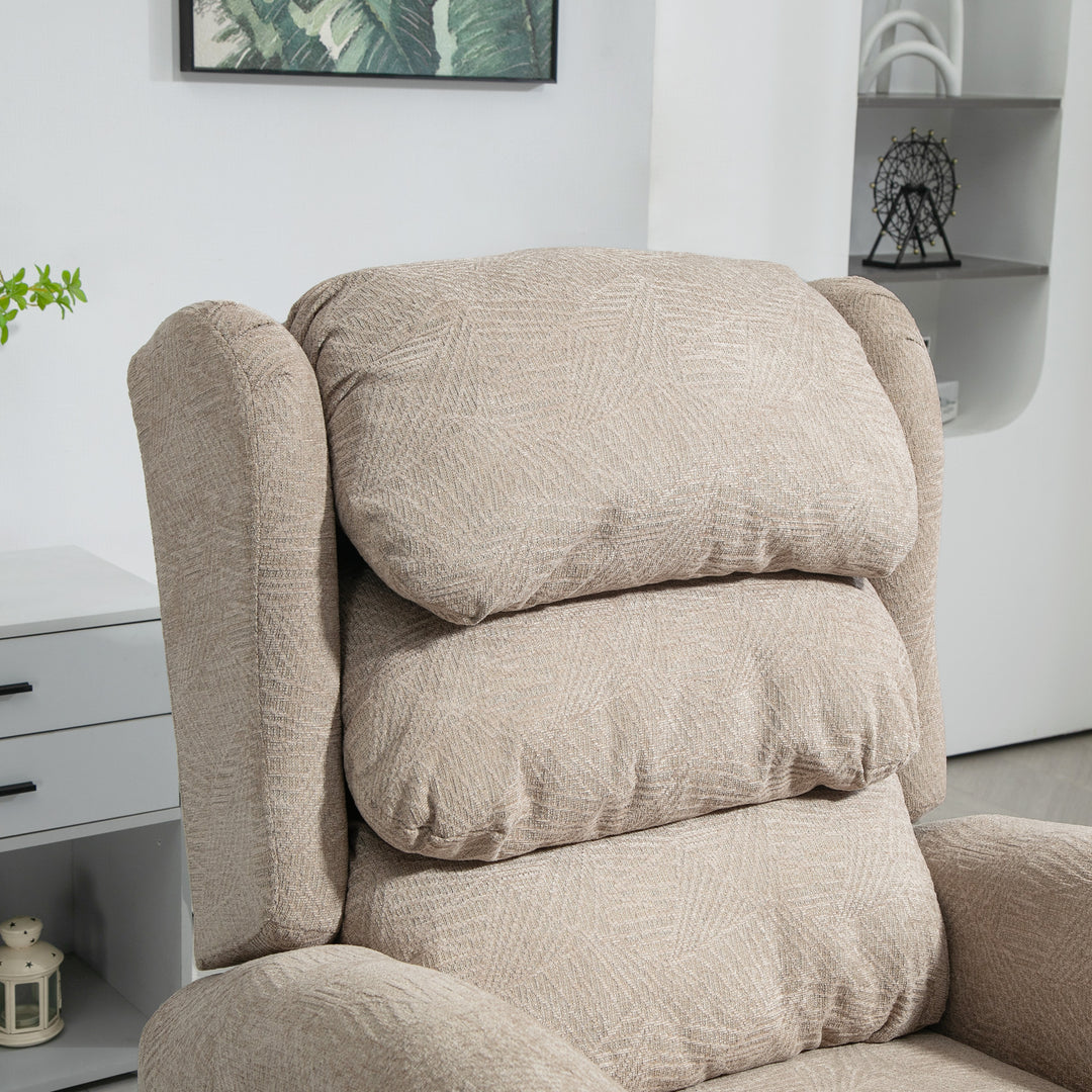 Velvet-Feel Electric Riser Recliner Chair - Khaki