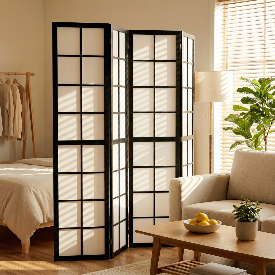 4 Panel Folding Room Divider, Freestanding Room Separator, Indoor Priv
