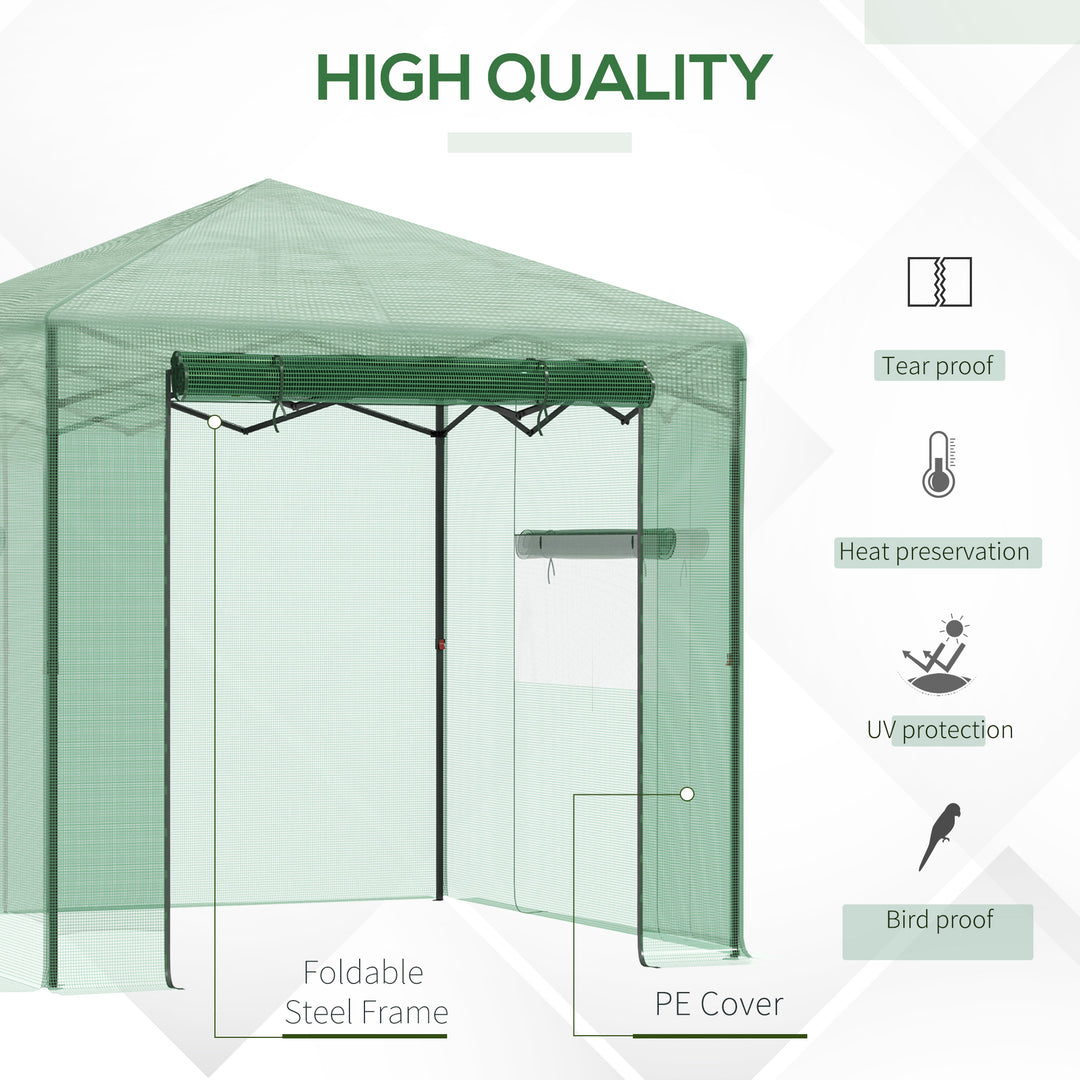 MCL Pop-up Small Greenhouse, Outdoor Walk-in Tomato Greenhouse with Carrying Bag, PE Cover, Steel Frame, Green, 2.4L x 1.8W x 2.4H m