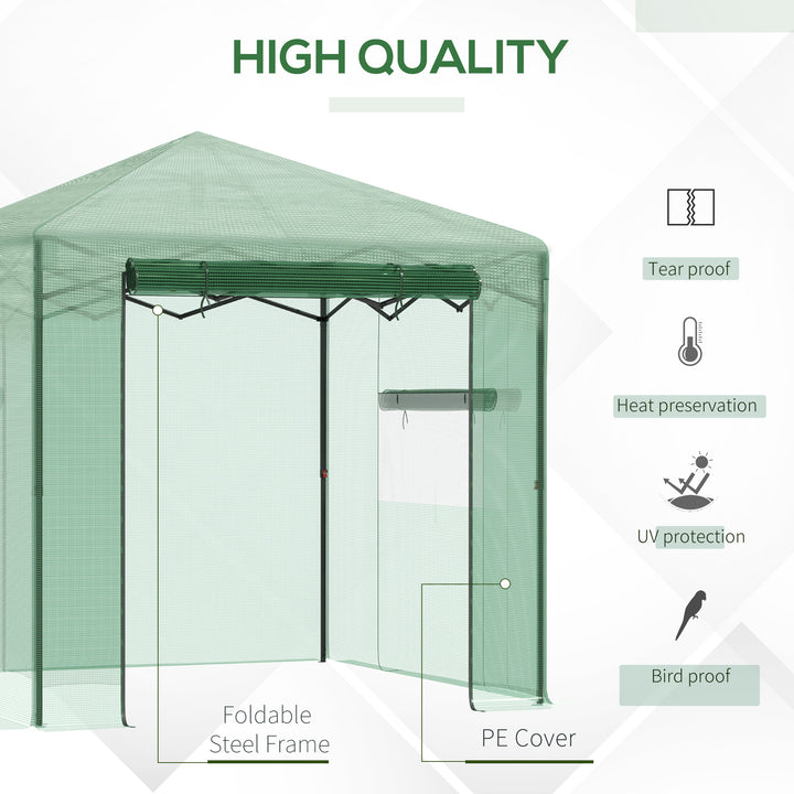 MCL Pop-up Small Greenhouse, Outdoor Walk-in Tomato Greenhouse with Carrying Bag, PE Cover, Steel Frame, Green, 2.4L x 1.8W x 2.4H m