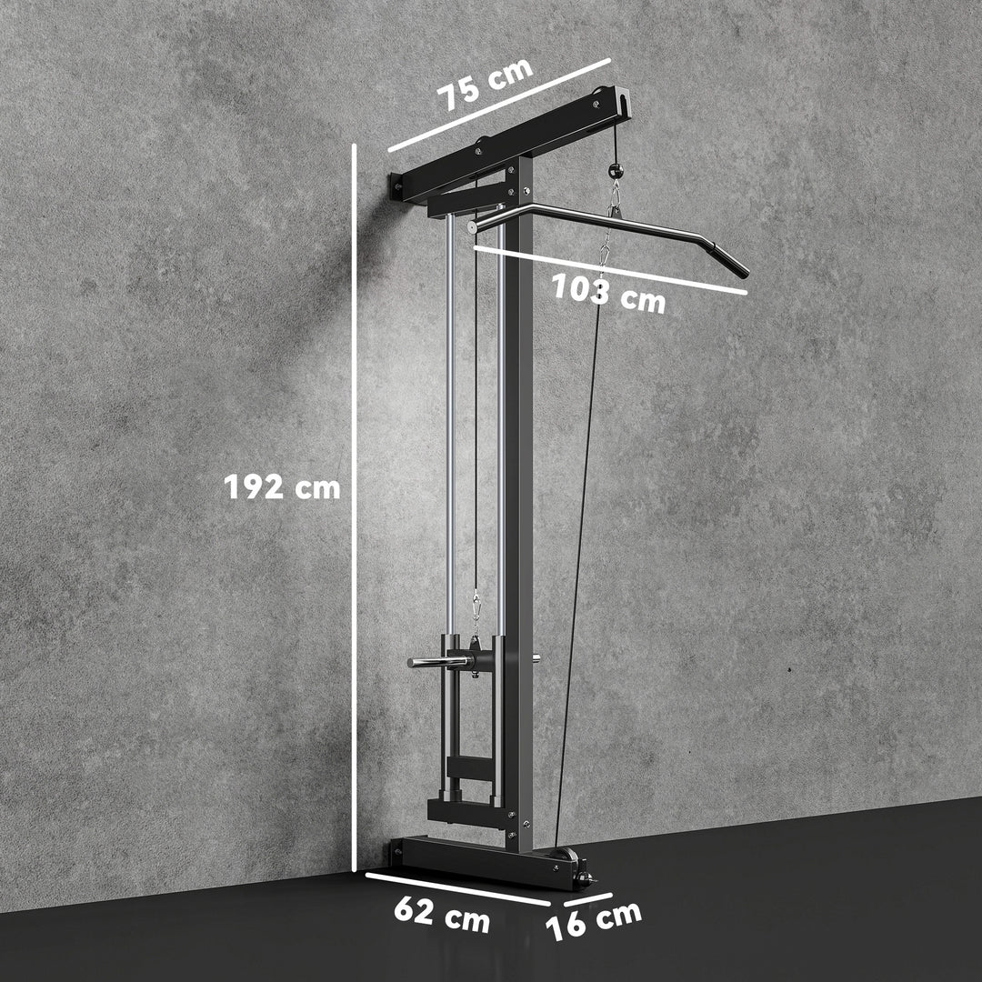 Wall Mounted Lat Pull Down Machine, Crossover Cable Machine with High & Low Pulleys for Home Gym Full Body Workout