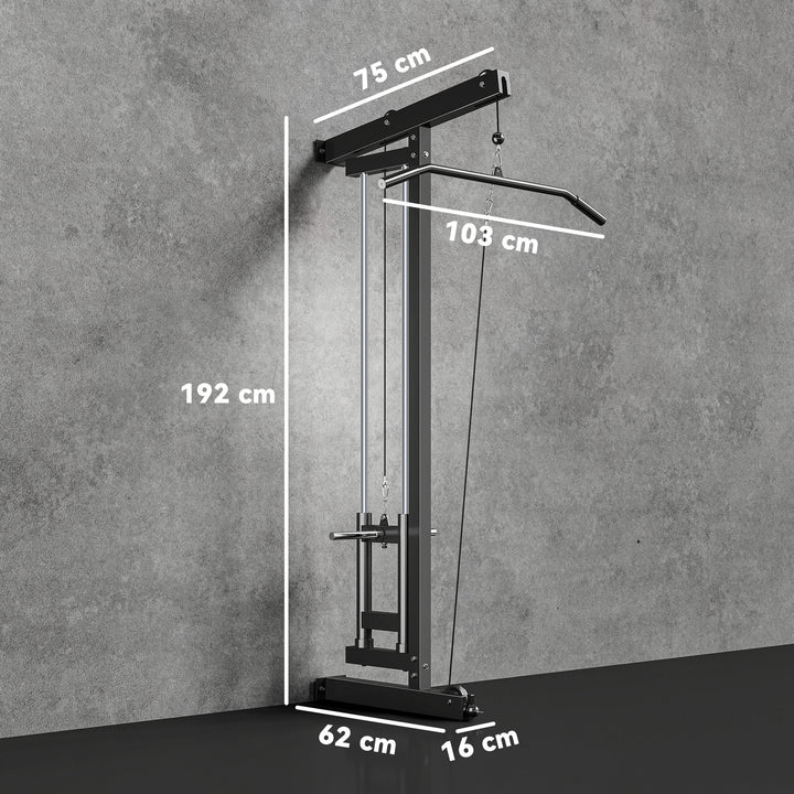 Wall Mounted Lat Pull Down Machine, Crossover Cable Machine with High & Low Pulleys for Home Gym Full Body Workout