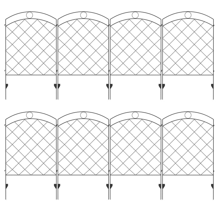 Outsunny Decorative Garden Fencing, 43in x 11.4ft Outdoor Picket Fence Panels, 8PCs Rustproof Steel Wire Landscape Flower Bed Border Edging | Aosom UK