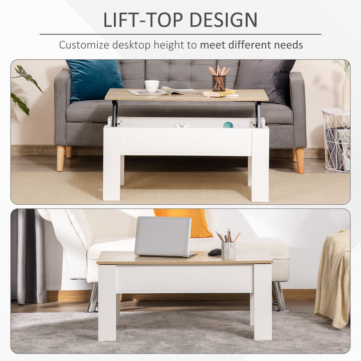 MCL Lift Top Coffee Table with Hidden Storage Compartment, Lift Tabletop Pop-Up Center Table for Living Room
