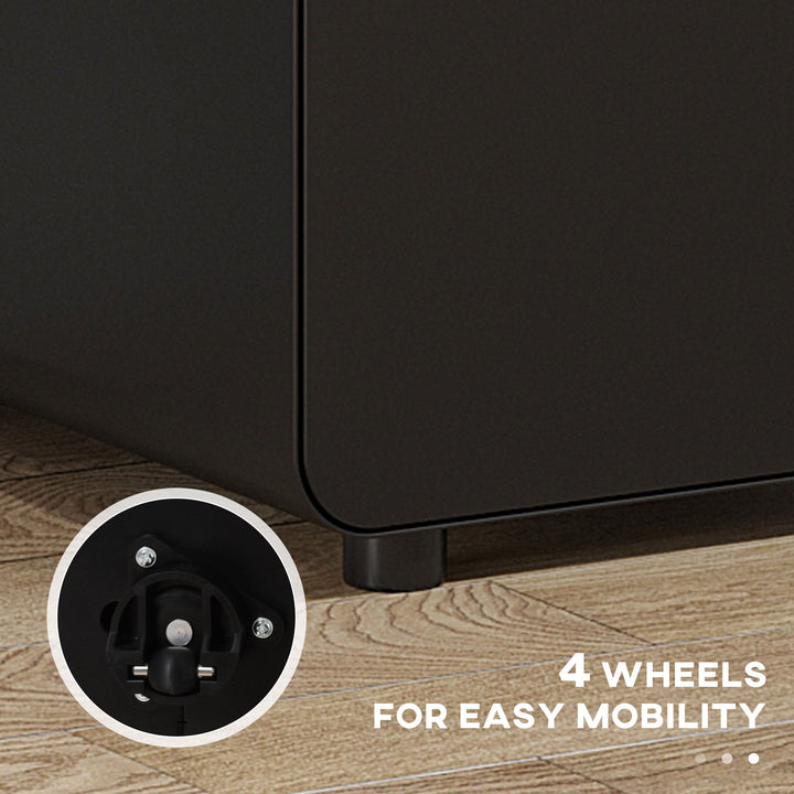 MCL Lockable File Cabinet with 3 Drawers, Vertical Office Drawer for A4, Letter, Legal Size, Anti-tilt Design, Pre-Assembled Body, Black