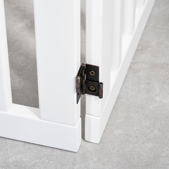 MCL Wooden Pet Gate Foldable Freestanding Dog Safety Barrier w/ Support Feet