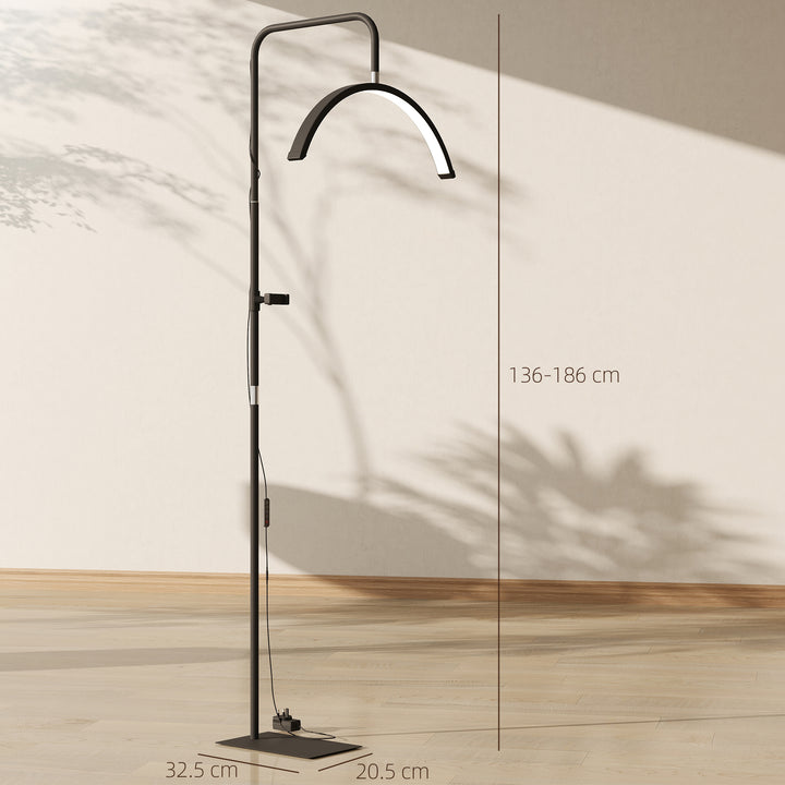 Half Moon Lash Light, Beauty Floor Lamp with 350° Rotatable Head, 7 Colour Temperature and Phone Holder, Dimmable Standing Lamp for Eyelash Extension, Tattoo, Nails, Skincare