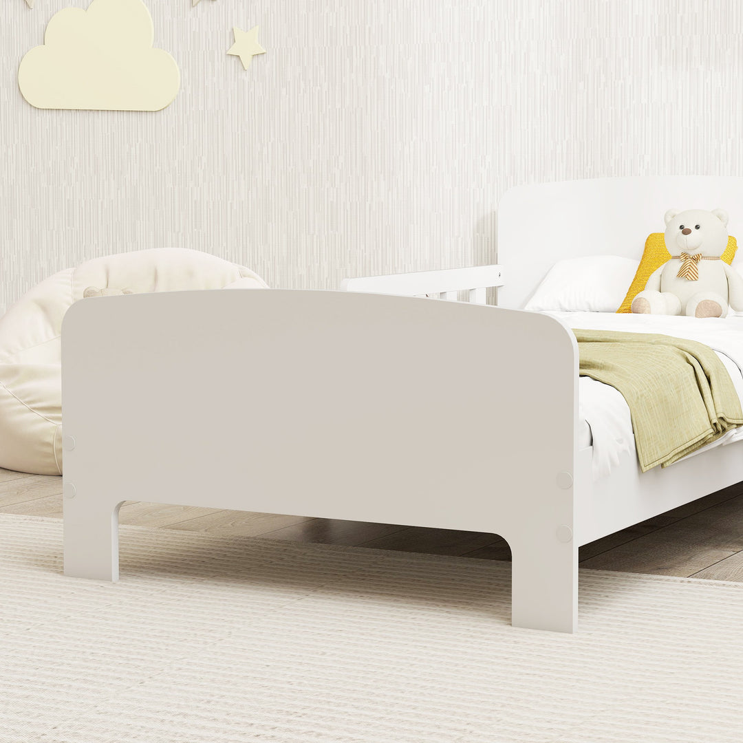 MCL Toddler Bed, Kids Bed Frame with Safety Side Rails, Kids Bedroom Furniture for Ages 3-8 Years, White