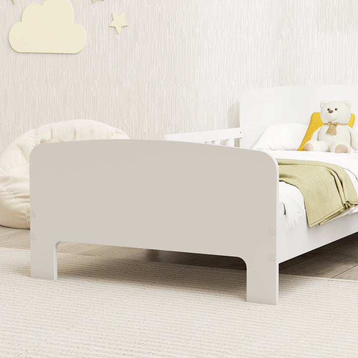 MCL Toddler Bed, Kids Bed Frame with Safety Side Rails, Kids Bedroom Furniture for Ages 3-8 Years, White