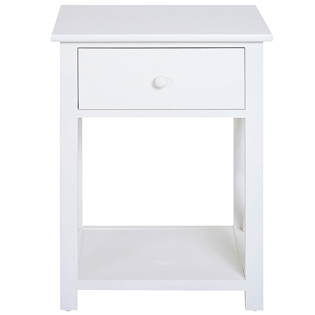 HOMCOM Traditional Accent End Table With 1 Drawer,X Bar Bottom Storage Shelf, for Living Room Bedroom Room 40L x 30W x 55H cm - White