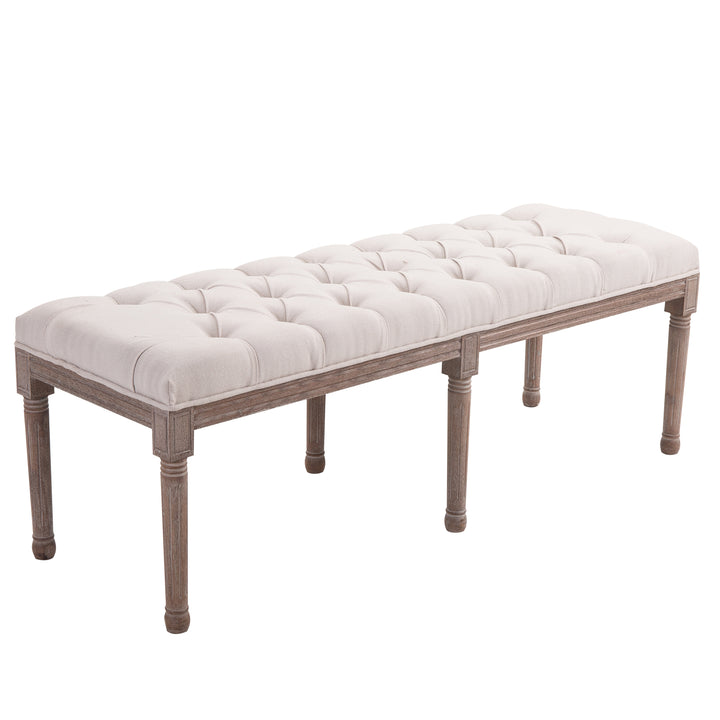 HOMCOM Chaise Lounge Sofa Bench, Chic Button Tufted, Fabric Cover, Wooden Legs, Padded Seat for Hallway, Bedroom, Beige | Aosom UK