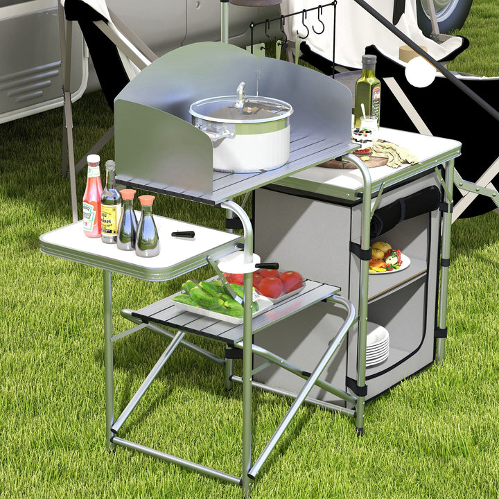 Multi-Feature Folding Camping Kitchen, with Wind Shield