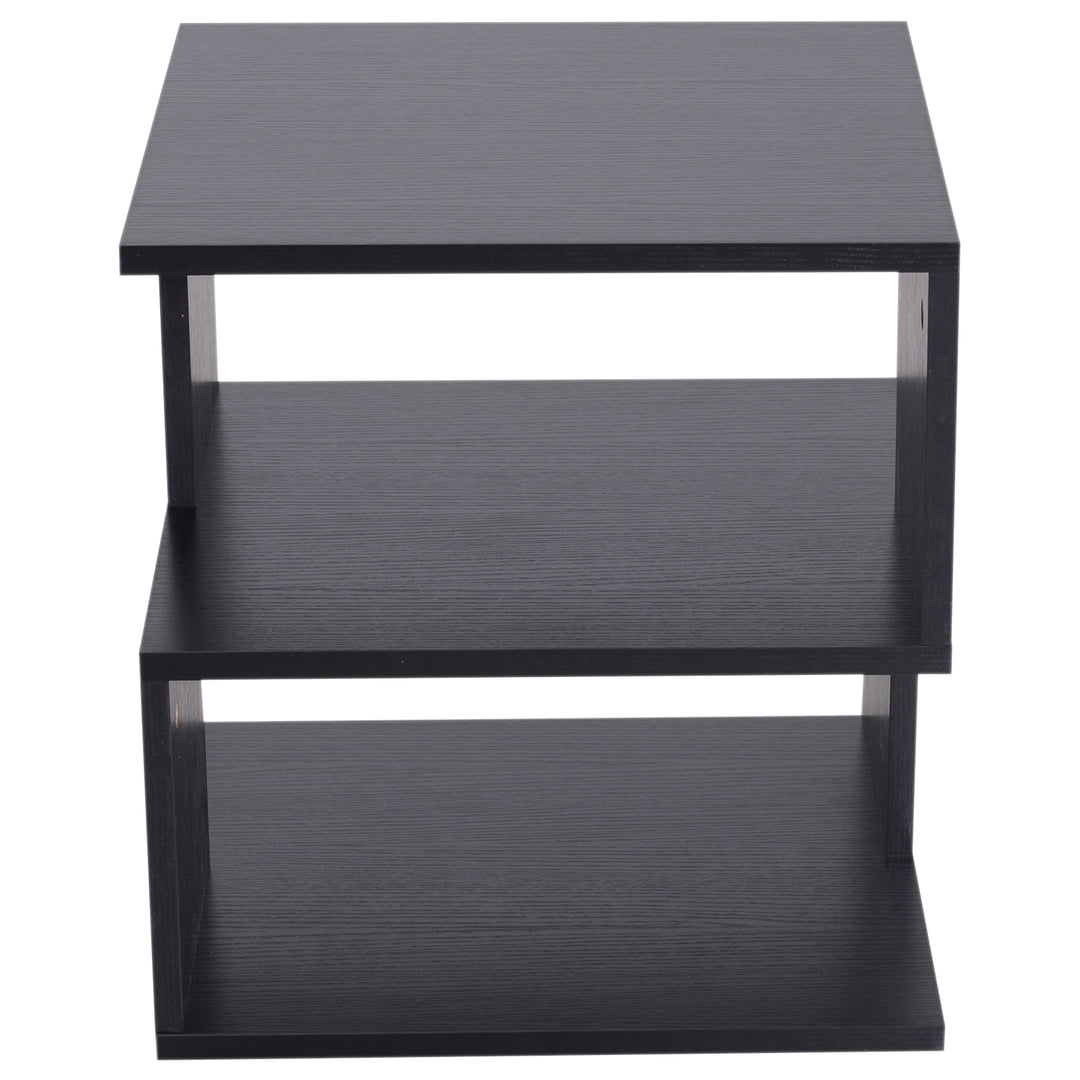 HOMCOM Contemporary Coffee Table: Square Wooden Side Table with 2-Tier Storage Shelves for Living Room, Ebony Black | Aosom UK