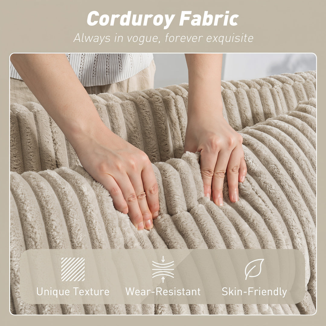 Corduroy Click Clack Sleeper Sofa with Pull Out Design, 2 Seater Sofa 